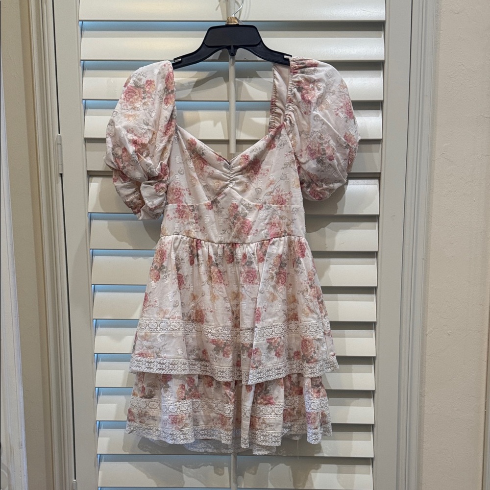 Altar'd State Pink and Cream Floral Mini Dress